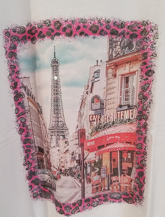 T-paita Eiffel valkoinen-T-Paidat-byPussukka-Lahja ja sisustus Pussukka
